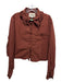 Eche Size L Brown Cotton Long Sleeve Button Up Ruffle collar Patch Pocket Top Brown / L