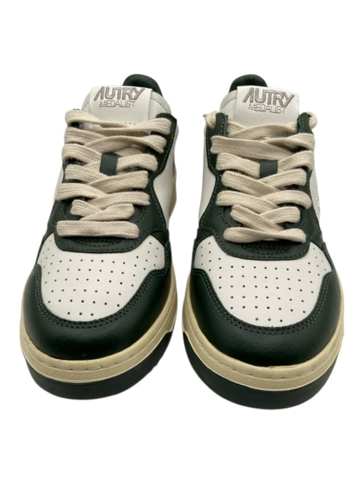 Autry Shoe Size 39 Hunter Green & White Leather Round Toe Perforated Sneakers Hunter Green & White / 39