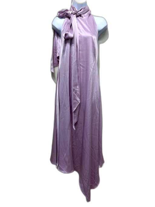 Amsale Size 6 Lilac Polyester Satin Halter Neck Back Zip Asymmetric Gown Lilac / 6