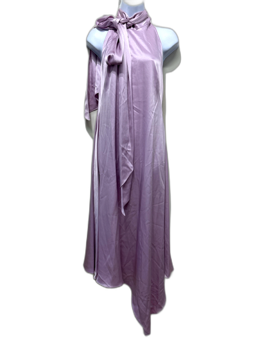 Amsale Size 6 Lilac Polyester Satin Halter Neck Back Zip Asymmetric Gown Lilac / 6