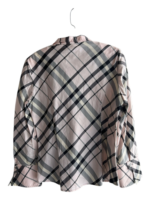 Carlisle Size 10 Pink & Black Silk Collared Button Down Plaid Top Pink & Black / 10