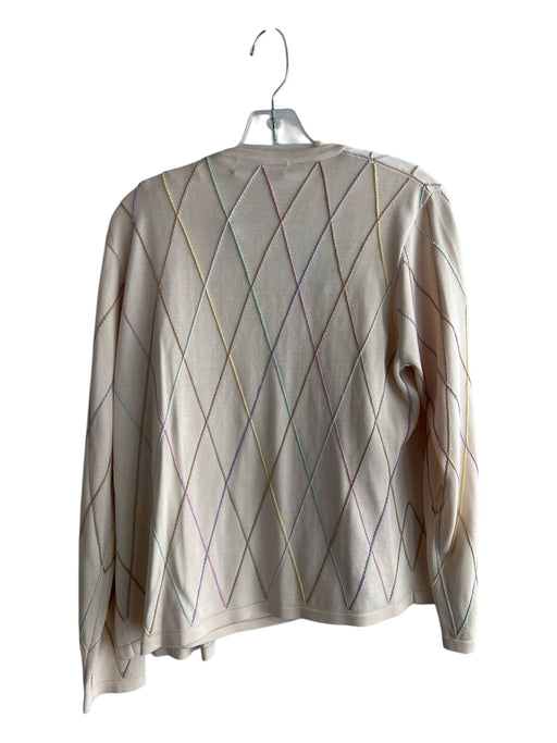 Carlisle Size L Peach & Multi Silk Scoop Neck Diamond Stitch Detail Sweater Set Peach & Multi / L