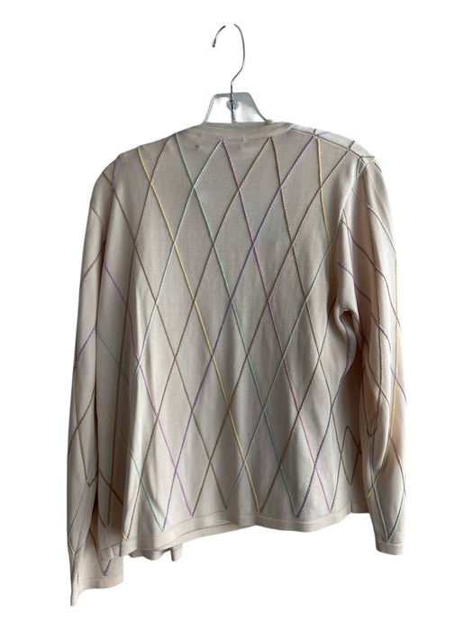 Carlisle Size L Peach & Multi Silk Scoop Neck Diamond Stitch Detail Sweater Set Peach & Multi / L