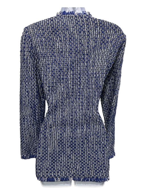 St. John Size 6 Blue, Black & White Cotton Blend Boucle Snap Closure Jacket Blue, Black & White / 6