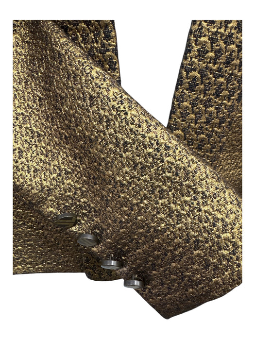 Lanvin Size 38 Gold & Black Cotton & Silk Lame Open Front Welt Pocket Jacket Gold & Black / 38