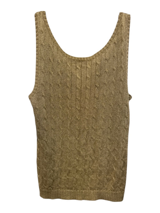 Ralph Lauren Size Medium Gold Cotton Blend Sleeveless Cable Knit Top Gold / Medium