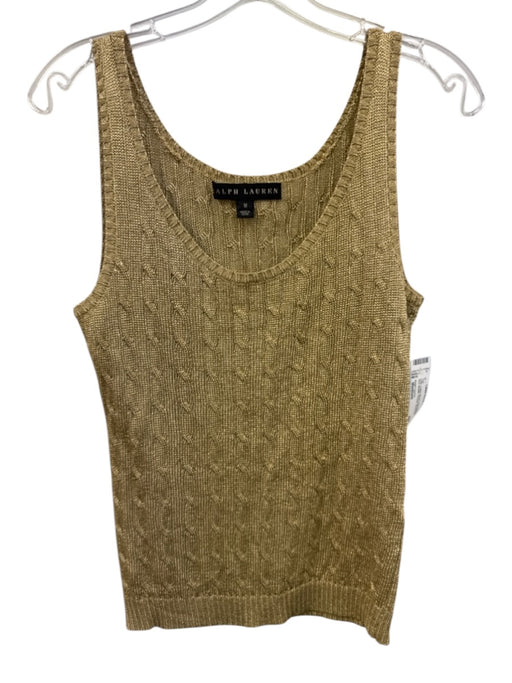 Ralph Lauren Size Medium Gold Cotton Blend Sleeveless Cable Knit Top Gold / Medium