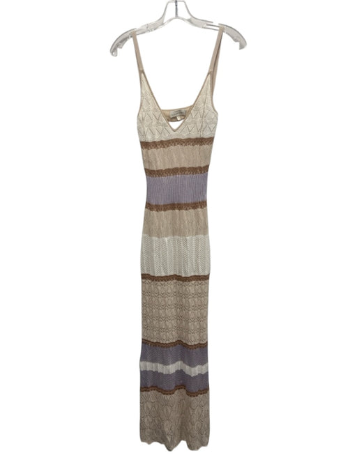Torn By Ronny Kobo Size Small Purple & Beige Viscose Blend Sleeveless Dress Purple & Beige / Small
