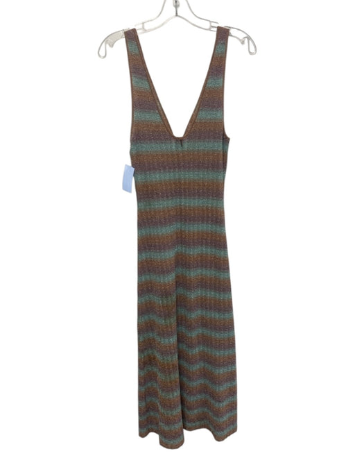 Misa Size Small Purple, Brown, Green Polyester Blend Sleeveless Striped Dress Purple, Brown, Green / Small