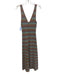 Misa Size Small Purple, Brown, Green Polyester Blend Sleeveless Striped Dress Purple, Brown, Green / Small