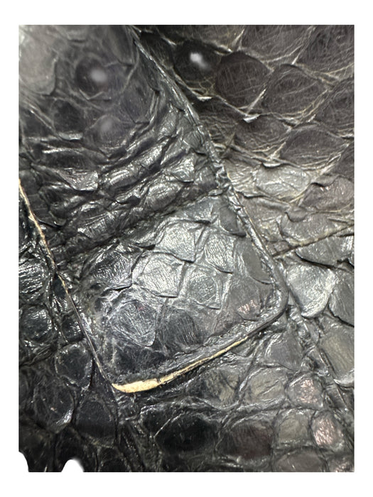 Salvatore Ferragamo Black Snake Gold hardware Logo key ring Satchel Bag Black / Large