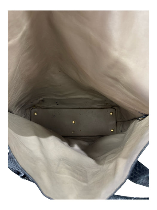 Salvatore Ferragamo Black Snake Gold hardware Logo key ring Satchel Bag Black / Large