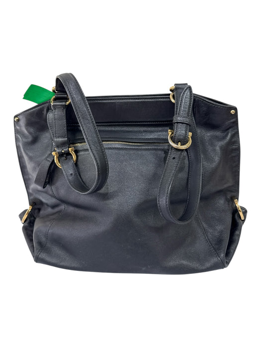 Salvatore Ferragamo Black Leather Gold hardware Logo Zip Pocket shoulder bag Bag Black / Medium
