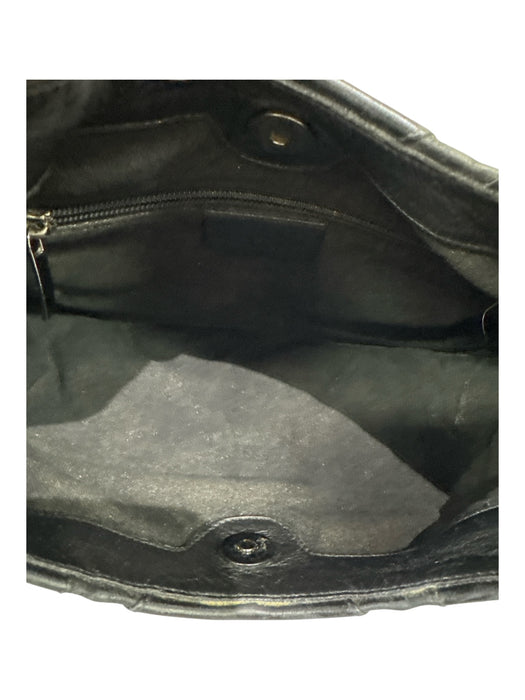 Salvatore Ferragamo Black Leather & Suede Chevron Dotted Magnetic Close Bag Black / Small