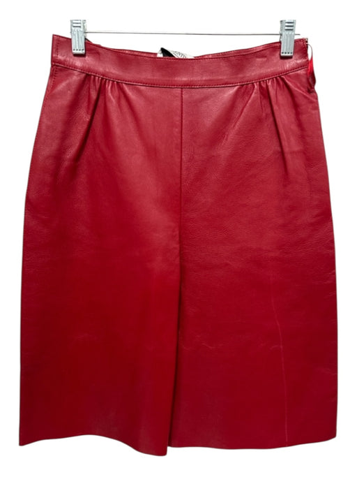 Valentino Size XS / 38 Red Lamb leather Side Zip High Rise Culotte Knee Shorts Red / XS / 38