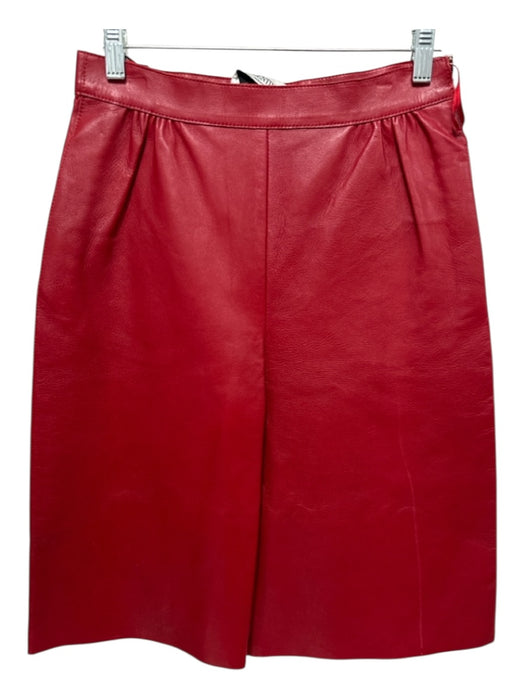 Valentino Size XS / 38 Red Lamb leather Side Zip High Rise Culotte Knee Shorts Red / XS / 38