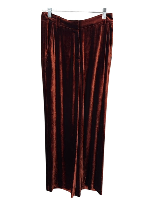 A.L.C. Size 2 Burnt Orange Viscose Blend Velvet Zip & Hook Closure Pants Burnt Orange / 2