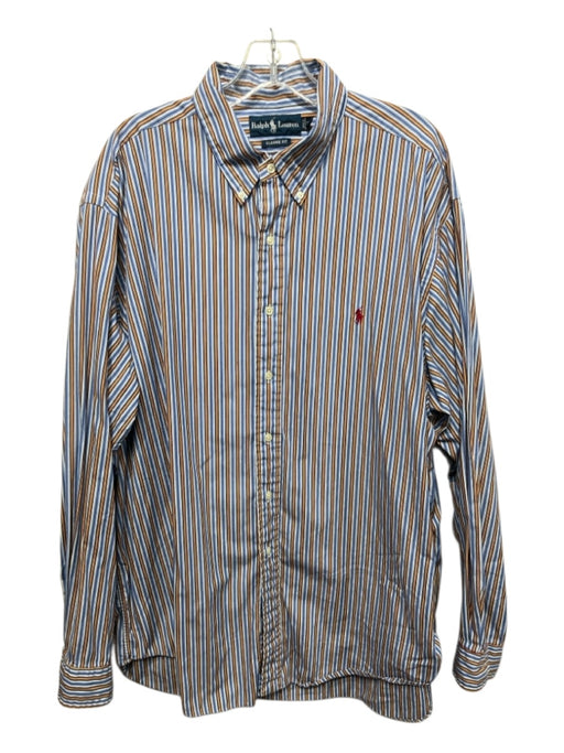 Ralph Lauren Size XXL Orange & Blue Cotton Striped Button up Long Sleeve Shirt Orange & Blue / XXL