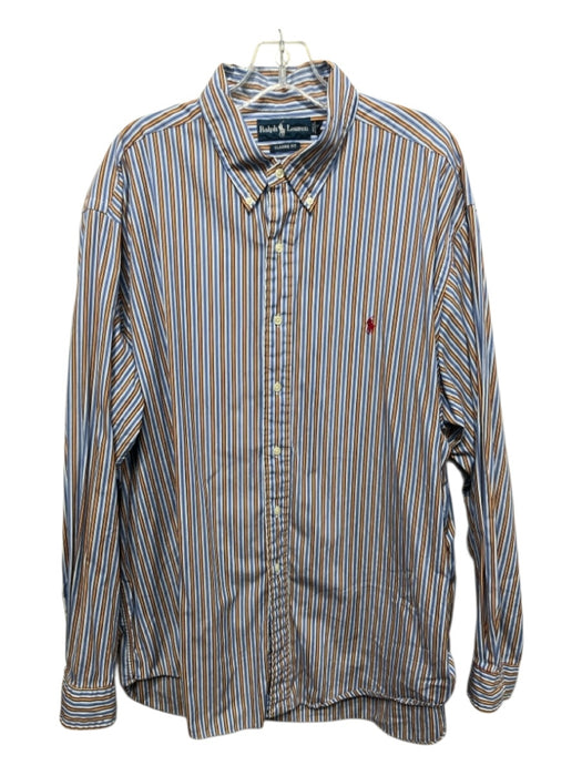 Ralph Lauren Size XXL Orange & Blue Cotton Striped Button up Long Sleeve Shirt Orange & Blue / XXL