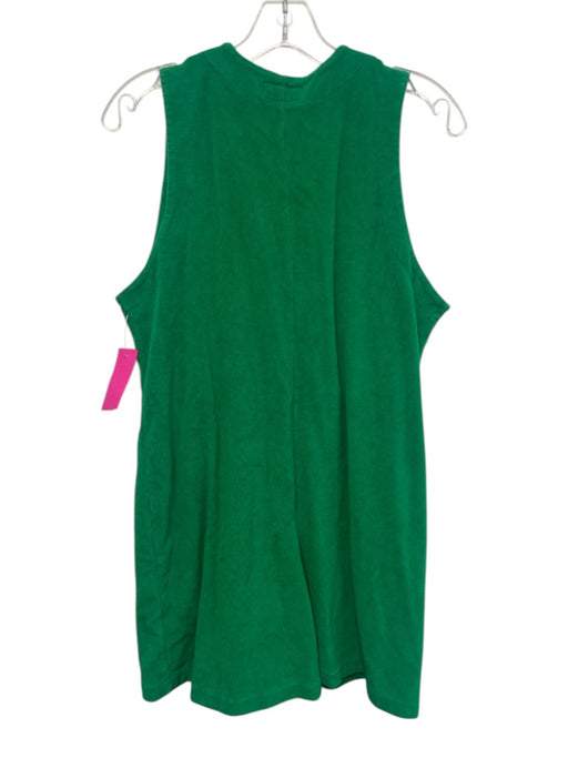 Tuckernuck Size S Green & Blue Cotton Terry Cloth Pocket detail Button Up Romper Green & Blue / S
