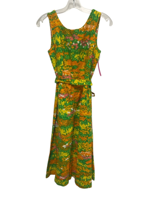 Malia Honolulu Size Est S Green, Orange, Yellow Sleeveless Floral Back Zip Dress Green, Orange, Yellow / Est S