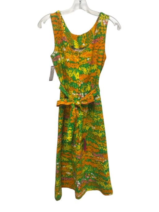 Malia Honolulu Size Est S Green, Orange, Yellow Sleeveless Floral Back Zip Dress Green, Orange, Yellow / Est S