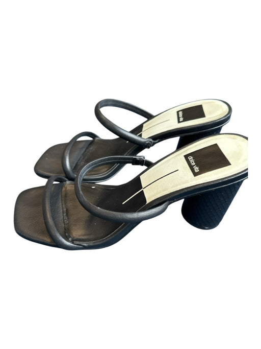 Dolce Vita Shoe Size 7 Black Leather Square Toe Block Heel Sandals Black / 7