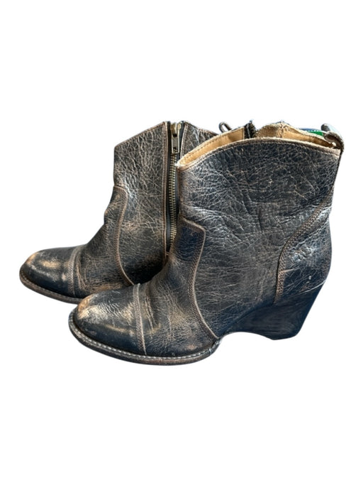 Bed Stu Shoe Size 8.5 Brown Leather Side Zip Wedge Boots Brown / 8.5