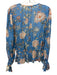 Ramy Brook Size S/P Light Blue, Orange & Silver Viscose Long Sleeve Floral Top Light Blue, Orange & Silver / S/P