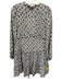 Veronica Beard Size 6 cream, navy & brown Silk Long Sleeve V Neck Dress cream, navy & brown / 6