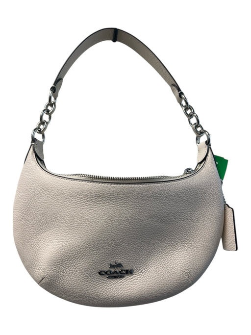 Coach Ivory Leather Top Handle Silver Hardware Zip closure Rounded Bag Ivory / S