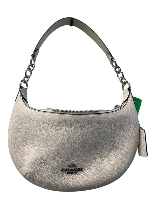 Coach Ivory Leather Top Handle Silver Hardware Zip closure Rounded Bag Ivory / S