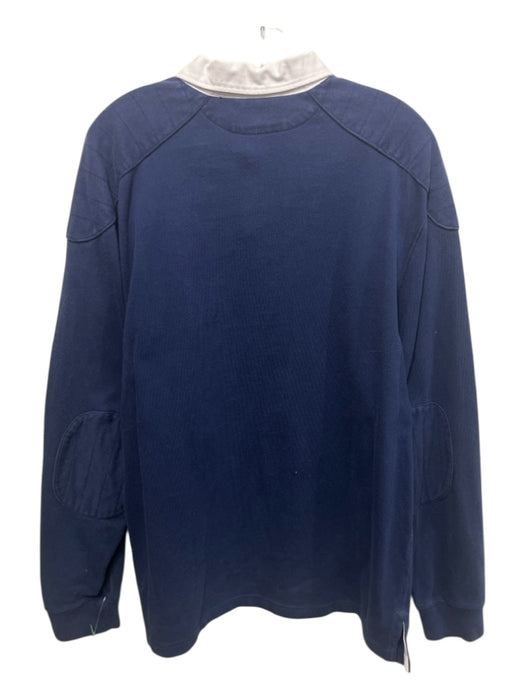 Polo Ralph Lauren Size XXL Blue & White Cotton Quarter Button Long Sleeve Shirt Blue & White / XXL