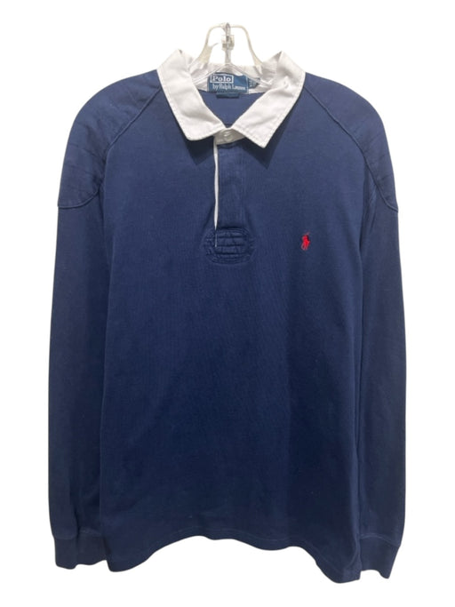 Polo Ralph Lauren Size XXL Blue & White Cotton Quarter Button Long Sleeve Shirt Blue & White / XXL