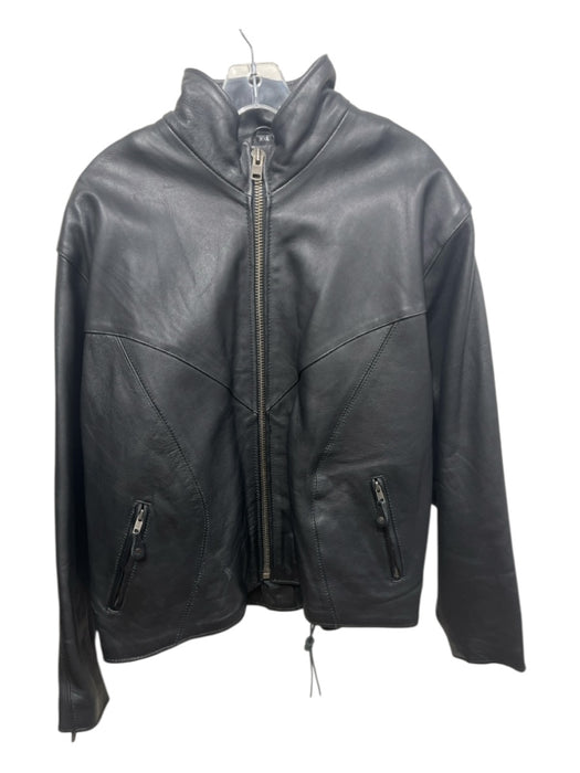 No Brand Size XXL Black Leather Zip Up Zip Pockets Men's Jacket Black / XXL