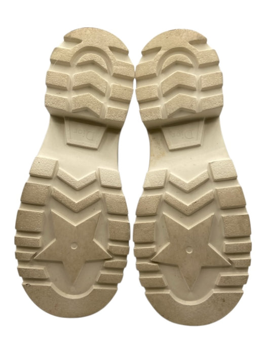 Christian Dior Shoe Size 8 White & Cream Leather & Rubber Block Heel Loafers White & Cream / 8