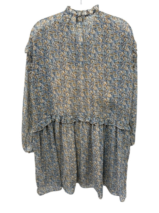 Dress Forum Size S Blue, Yellow & White Polyester Long Balloon Sleeve Dress Blue, Yellow & White / S