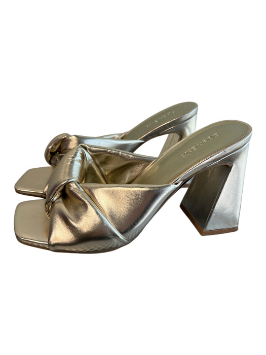 Open Edit Shoe Size 8 Gold Manmade Material Block Heel Slip On Open Toe Shoes Gold / 8