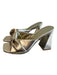 Open Edit Shoe Size 8 Gold Manmade Material Block Heel Slip On Open Toe Shoes Gold / 8