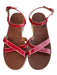 Prada Shoe Size 38 1/2 Red Leather Platform Open Toe Ankle Strap Wedge Shoes Red / 38 1/2