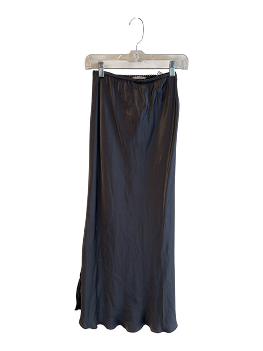 Milio Milano by Venti 6 Size Medium Dark Gray Viscose Elastic Waist Maxi Skirt Dark Gray / Medium
