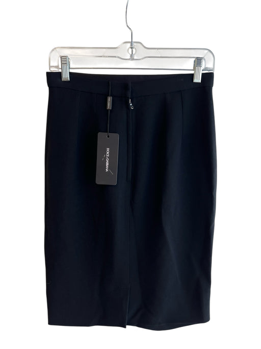 Dolce & Gabbana Size 42 Black Viscose Blend Back Zip Knee Length Skirt Black / 42