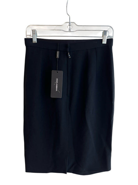 Dolce & Gabbana Size 42 Black Viscose Blend Back Zip Knee Length Skirt Black / 42
