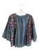 Rachel Zoe Size S Blue & Multi Cotton Round Neck Long Puff Sleeve Top Blue & Multi / S
