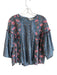 Rachel Zoe Size S Blue & Multi Cotton Round Neck Long Puff Sleeve Top Blue & Multi / S