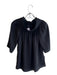 Theory Size P Black Silk Satin Elastic Neck Half Sleeve Top Black / P