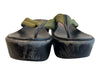 Prada Shoe Size 38.5 Black & Green Leather & Manmade Thong Strap Platform Shoes Black & Green / 38.5