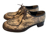 Prada Shoe Size 37.5 Brown Leather Reptile Almond Toe Lace Up Loafer Shoes Brown / 37.5