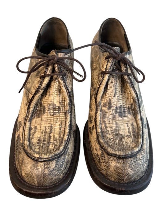 Prada Shoe Size 37.5 Brown Leather Reptile Almond Toe Lace Up Loafer Shoes Brown / 37.5