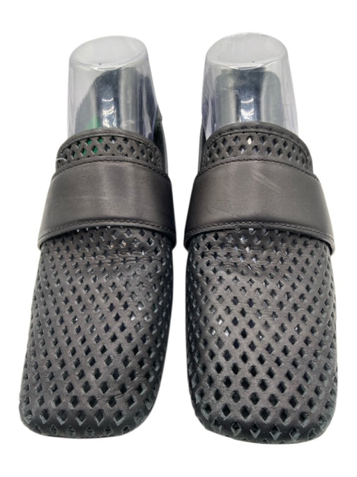 Mercedes Castillo Shoe Size 8 Black Leather Square Toe Cut Outs Block Heel Flats Black / 8